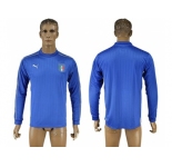 Italy Blank Blue Home Long Sleeves Soccer Country Jersey