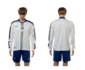 Italy Blank White Away Long Sleeves Soccer Country Jersey