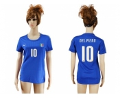 Women's Italy #10 Delpiero Home Soccer Country Jersey