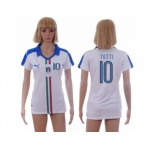 Women's Italy #10 Totti Away Soccer Country Jersey