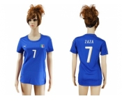 Women's Italy #7 Zaza Home Soccer Country Jersey