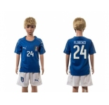 Italy #24 Florenzi Blue Home Kid Soccer Country Jersey