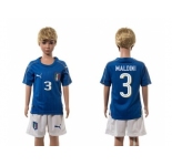 Italy #3 Maldini Blue Home Kid Soccer Country Jersey