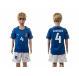 Italy #4 Darmian Blue Home Kid Soccer Country Jersey