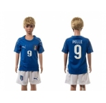 Italy #9 Pelle Blue Home Kid Soccer Country Jersey