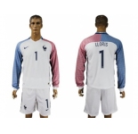 France #1 LLORIS Away Long Sleeves Soccer Country Jersey