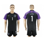 France #1 LLORIS Black Goalkeeper Soccer Country Jersey