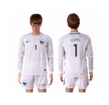 France #1 LLORIS White Goalkeeper Long Sleeves Soccer Country Jersey1