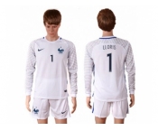France #1 LLORIS White Goalkeeper Long Sleeves Soccer Country Jersey1
