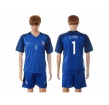 France #1 Lloris Blue Soccer Country Jersey
