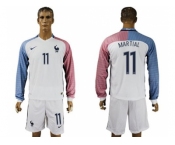 France #11 Martial Away Long Sleeves Soccer Country Jersey