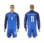 France #11 Martial Home Long Sleeves Soccer Country Jersey1