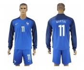 France #11 Martial Home Long Sleeves Soccer Country Jersey1