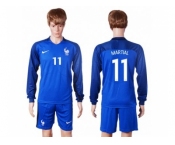 France #11 Martial Home Long Sleeves Soccer Country Jersey