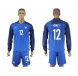 France #12 Henry Home Long Sleeves Soccer Country Jersey