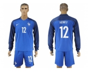 France #12 Henry Home Long Sleeves Soccer Country Jersey