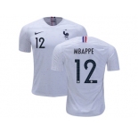 France #12 Mbappe Away Soccer Country Jersey