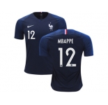 France #12 Mbappe Home Soccer Country Jersey