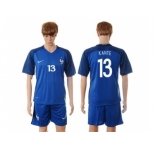 France #13 Kante Blue Soccer Country Jersey