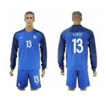 France #13 Kante Home Long Sleeves Soccer Country Jersey1