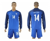 France #14 Matuidi Home Long Sleeves Soccer Country Jersey