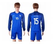 France #15 Sagna Home Long Sleeves Soccer Country Jersey