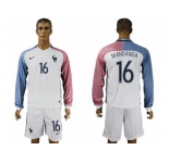 France #16 Mandanda Away Long Sleeves Soccer Country Jersey