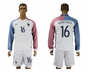 France #16 Mandanda Away Long Sleeves Soccer Country Jersey