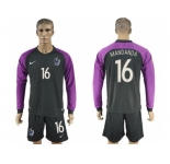 France #16 Mandanda Black Goalkeeper Long Sleeves Soccer Country Jersey