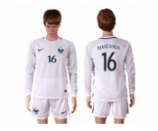 France #16 Mandanda White Goalkeeper Long Sleeves Soccer Country Jersey