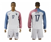 France #17 Digne Away Long Sleeves Soccer Country Jersey
