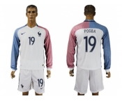 France #19 Pogba Away Long Sleeves Soccer Country Jersey
