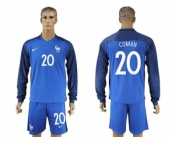France #20 Coman Home Long Sleeves Soccer Country Jersey