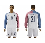 France #21 Koscielny Away Long Sleeves Soccer Country Jersey