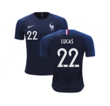 France #22 Lucas Home Soccer Country Jersey