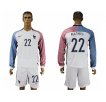 France #22 Mathieu Away Long Sleeves Soccer Country Jersey