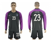 France #23 Costil Black Goalkeeper Long Sleeves Soccer Country Jersey