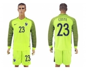 France #23 Costil Green Long Sleeves Goalkeeper Soccer Country Jersey