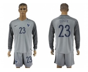 France #23 Costil Grey Goalkeeper Long Sleeves Soccer Country Jersey