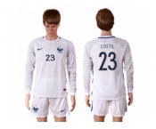 France #23 Costil White Goalkeeper Long Sleeves Soccer Country Jersey