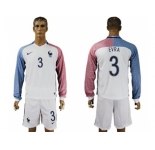 France #3 Evra Away Long Sleeves Soccer Country Jersey