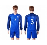 France #3 Evra Home Long Sleeves Soccer Country Jersey