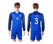 France #3 Evra Home Long Sleeves Soccer Country Jersey