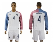 France #4 Varane Away Long Sleeves Soccer Country Jersey