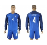 France #4 Varane Home Long Sleeves Soccer Country Jersey1