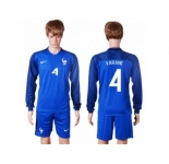 France #4 Varane Home Long Sleeves Soccer Country Jersey