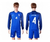France #4 Varane Home Long Sleeves Soccer Country Jersey