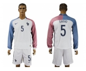 France #5 Sakho Away Long Sleeves Soccer Country Jersey