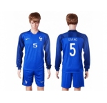 France #5 Sakho Home Long Sleeves Soccer Country Jersey