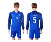 France #5 Sakho Home Long Sleeves Soccer Country Jersey